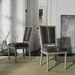 Safavieh Buchanan French Brasserie Linen Rect Side Chair Grey and Beige Rustic  Feature