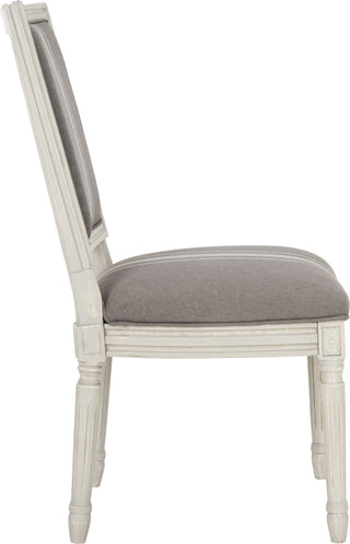 Safavieh Buchanan 19''H French Brasserie Linen Rect Side Chair Grey and Beige Rustic Furniture 