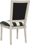 Safavieh Buchanan 19''H French Brasserie Striped Linen Rect Side Chair Black and Ivory Rustic Grey Furniture 