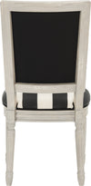 Safavieh Buchanan 19''H French Brasserie Striped Linen Rect Side Chair Black and Ivory Rustic Grey Furniture 