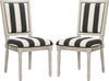 Safavieh Buchanan 19''H French Brasserie Striped Linen Rect Side Chair Black and Ivory Rustic Grey Furniture 
