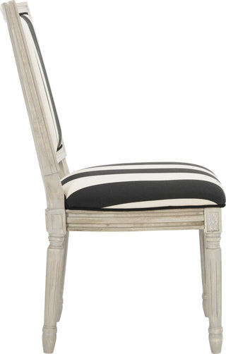 Safavieh Buchanan 19''H French Brasserie Striped Linen Rect Side Chair Black and Ivory Rustic Grey Furniture 