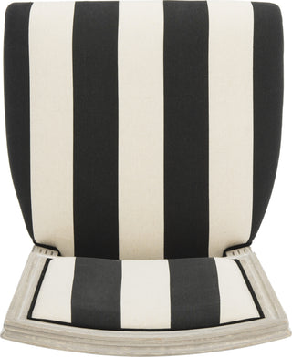 Safavieh Buchanan 19''H French Brasserie Striped Linen Rect Side Chair Black and Ivory Rustic Grey Furniture 