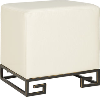 Safavieh Matthias Faux Ostrich Ottoman Cream Furniture 