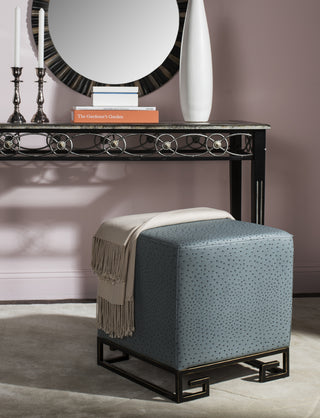 Safavieh Matthias Faux Ostrich Ottoman Slate and Gold Furniture  Feature