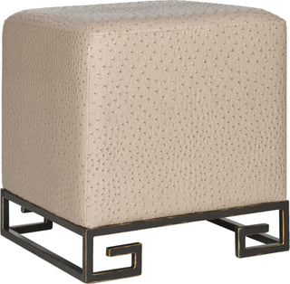 Safavieh Matthias Faux Ostrich Ottoman Taupe and Gold Furniture 