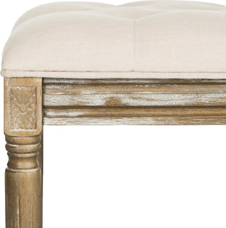 Safavieh Rocha 19''H French Brasserie Tufted Traditional Rustic Wood Bench Beige and Oak Furniture 