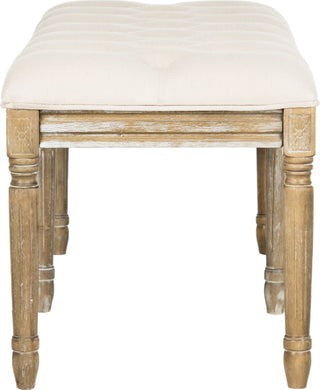 Safavieh Rocha 19''H French Brasserie Tufted Traditional Rustic Wood Bench Beige and Oak Furniture 