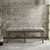 Safavieh Rocha 19''H French Brasserie Tufted Traditional Rustic Wood Bench Grey and Oak Furniture 