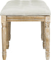 Safavieh Rocha 19''H French Brasserie Tufted Traditional Rustic Wood Bench Grey and Oak Furniture 