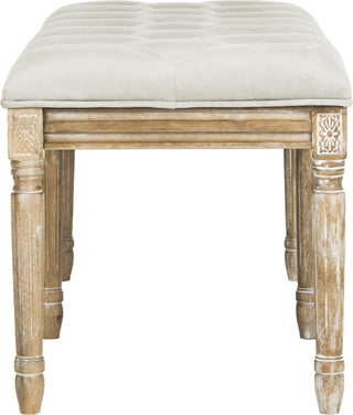 Safavieh Rocha 19''H French Brasserie Tufted Traditional Rustic Wood Bench Grey and Oak Furniture 