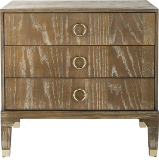 Safavieh Lorna 3 Drawer Contemporary Night Stand Rustic Oak Furniture main image