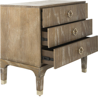 Safavieh Lorna 3 Drawer Contemporary Night Stand Rustic Oak Furniture 