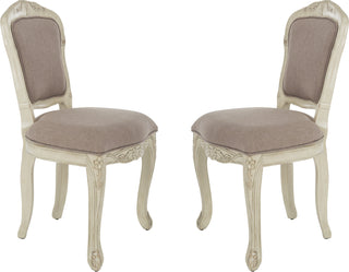 Safavieh Burgess French Leg 37''H Brasserie Upholstered Side Chair Taupe and Antique Beige Furniture 