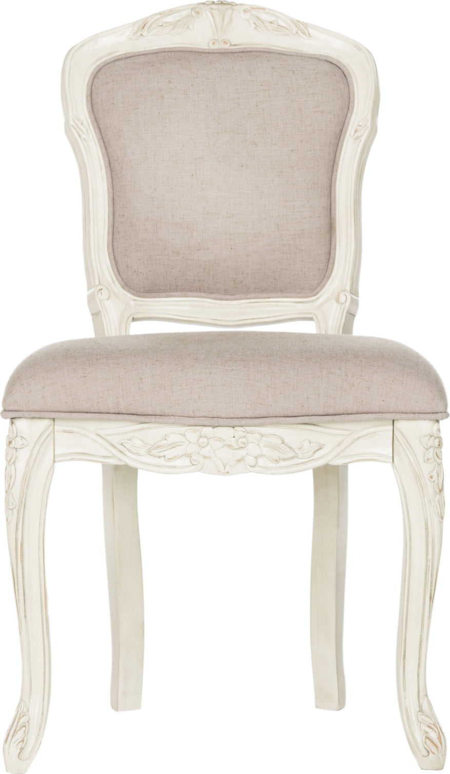 Safavieh Burgess French Leg 37''H Brasserie Upholstered Side Chair Taupe and Antique Beige Furniture main image
