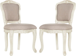 Safavieh Burgess French Leg 37''H Brasserie Upholstered Side Chair Taupe and Antique Beige Furniture 