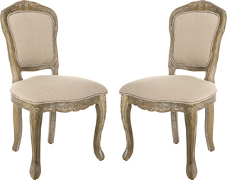 Safavieh Burgess French Leg 37''H Brasserie Upholstered Side Chair Light Oak and Antique White Furniture main image