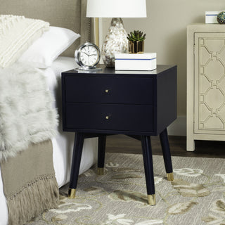 Safavieh Lyla Mid Century Retro Gold Cap Nightstand Navy and Furniture  Feature