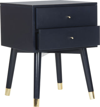 Safavieh Lyla Mid Century Retro Gold Cap Nightstand Navy and Furniture 