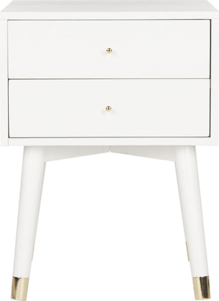 Safavieh Lyla Mid Century Retro Gold Cap Nightstand White main image