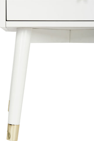 Safavieh Lyla Mid Century Retro Gold Cap Nightstand White 