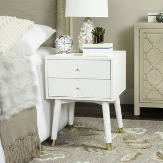 Safavieh Lyla Mid Century Retro Gold Cap Nightstand White  Feature