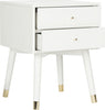 Safavieh Lyla Mid Century Retro Gold Cap Nightstand White and Furniture 
