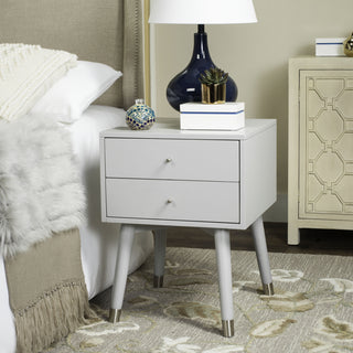 Safavieh Lyla Mid Century Retro Silver Cap Nightstand Grey and Furniture  Feature