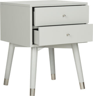 Safavieh Lyla Mid Century Retro Silver Cap Nightstand Grey and Furniture 