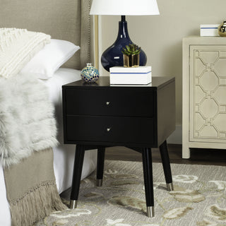 Safavieh Lyla Mid Century Retro Silver Cap Nightstand Black and Furniture  Feature