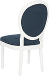 Safavieh Holloway Tufted Oval Side Chair Navy and White Furniture 