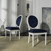 Safavieh Holloway Tufted Oval Side Chair Navy and White  Feature
