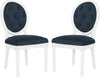 Safavieh Holloway Tufted Oval Side Chair Navy and White Furniture 
