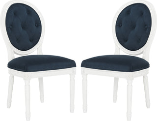 Safavieh Holloway Tufted Oval Side Chair Navy and White Furniture 