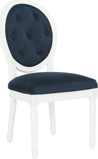 Safavieh Holloway Tufted Oval Side Chair Navy and White Furniture 