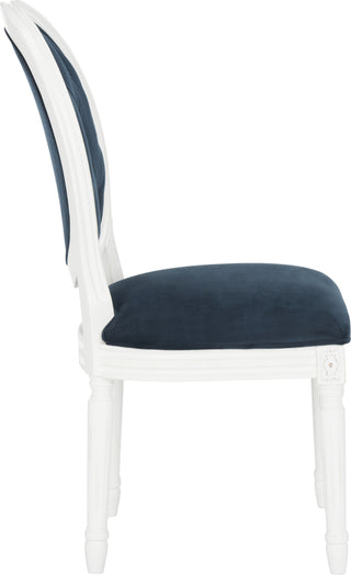 Safavieh Holloway Tufted Oval Side Chair Navy and White Furniture 