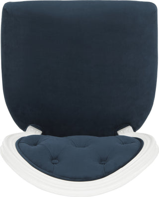 Safavieh Holloway Tufted Oval Side Chair Navy and White Furniture 