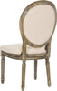 Safavieh Holloway Tufted Oval Side Chair Beige and Rustic Oak Furniture 