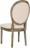 Safavieh Holloway Tufted Oval Side Chair Beige and Rustic Oak Furniture 