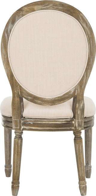 Safavieh Holloway Tufted Oval Side Chair Beige and Rustic Oak Furniture 