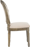 Safavieh Holloway Tufted Oval Side Chair Beige and Rustic Oak Furniture 
