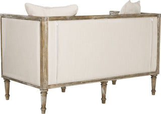 Safavieh Leandra Rustic French Country Settee Beige and Oak Furniture 