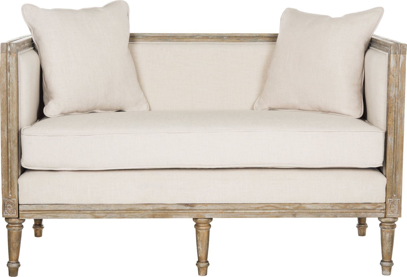 Safavieh Leandra Rustic French Country Settee Beige and Oak Furniture main image
