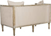 Safavieh Leandra Linen French Country Settee Taupe and Rustic Oak Furniture 