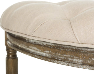 Safavieh Abilene Tufted Rustic Semi Circle Bench Beige and Oak Furniture 