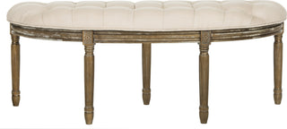 Safavieh Abilene Tufted Rustic Semi Circle Bench Beige and Oak Furniture main image