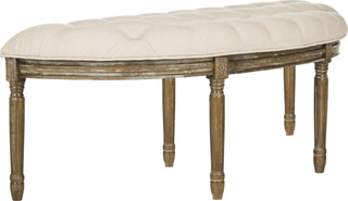 Safavieh Abilene Tufted Rustic Semi Circle Bench Beige and Oak Furniture 