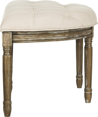 Safavieh Abilene Tufted Rustic Semi Circle Bench Beige and Oak Furniture 