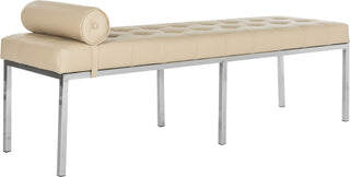 Safavieh Xavier Leather Tufted Bench With Pillow Beige Furniture 