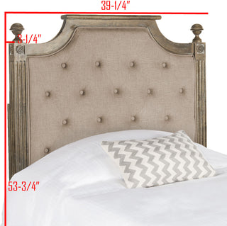 Safavieh Rustic Wood Taupe Tufted Linen Twin Headboard Bedding 